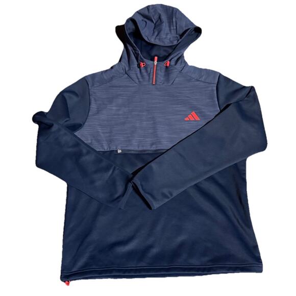 adidas Textured Anorak Golf Hoodie - HZ3211 COLLEGIATE NAVY - Size M - Picture 1 of 4